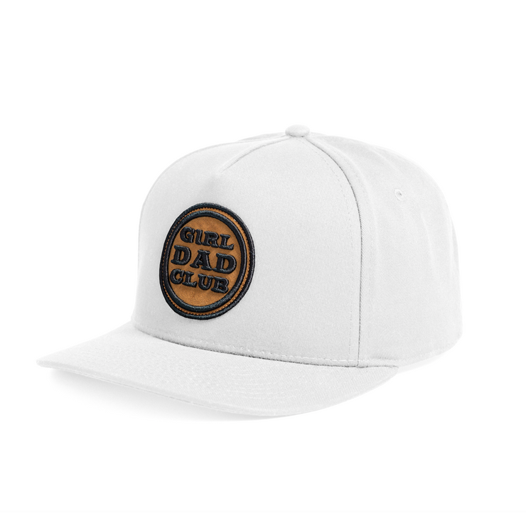 Girl Dad Club White Tobacco Suede Patch Snapback